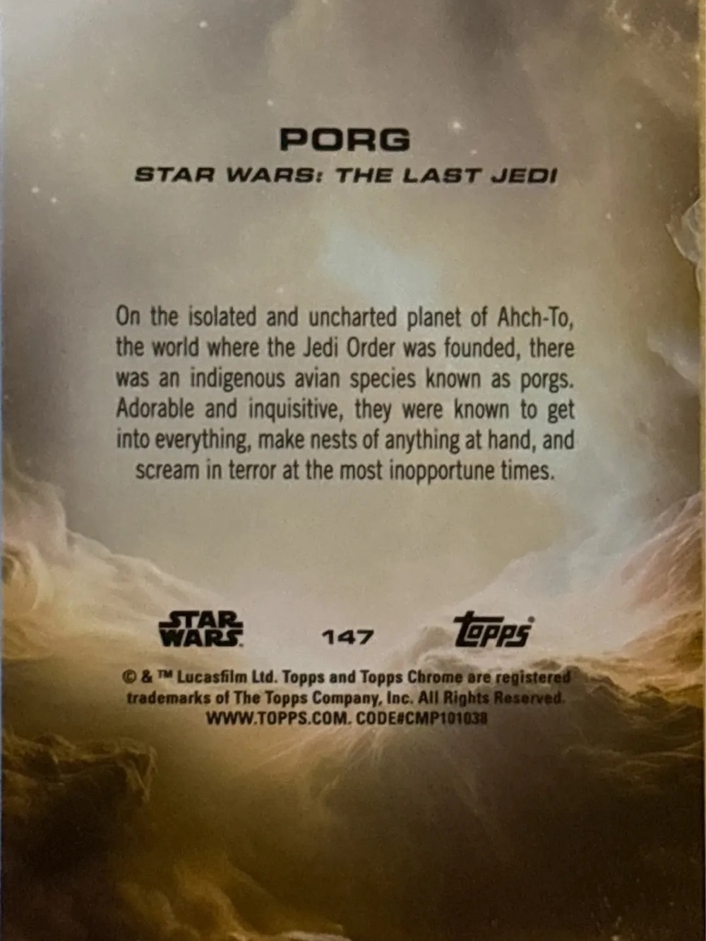 Topps Chrome Star Wars Porg Trading Card – Refractor - Picture 2 of 2